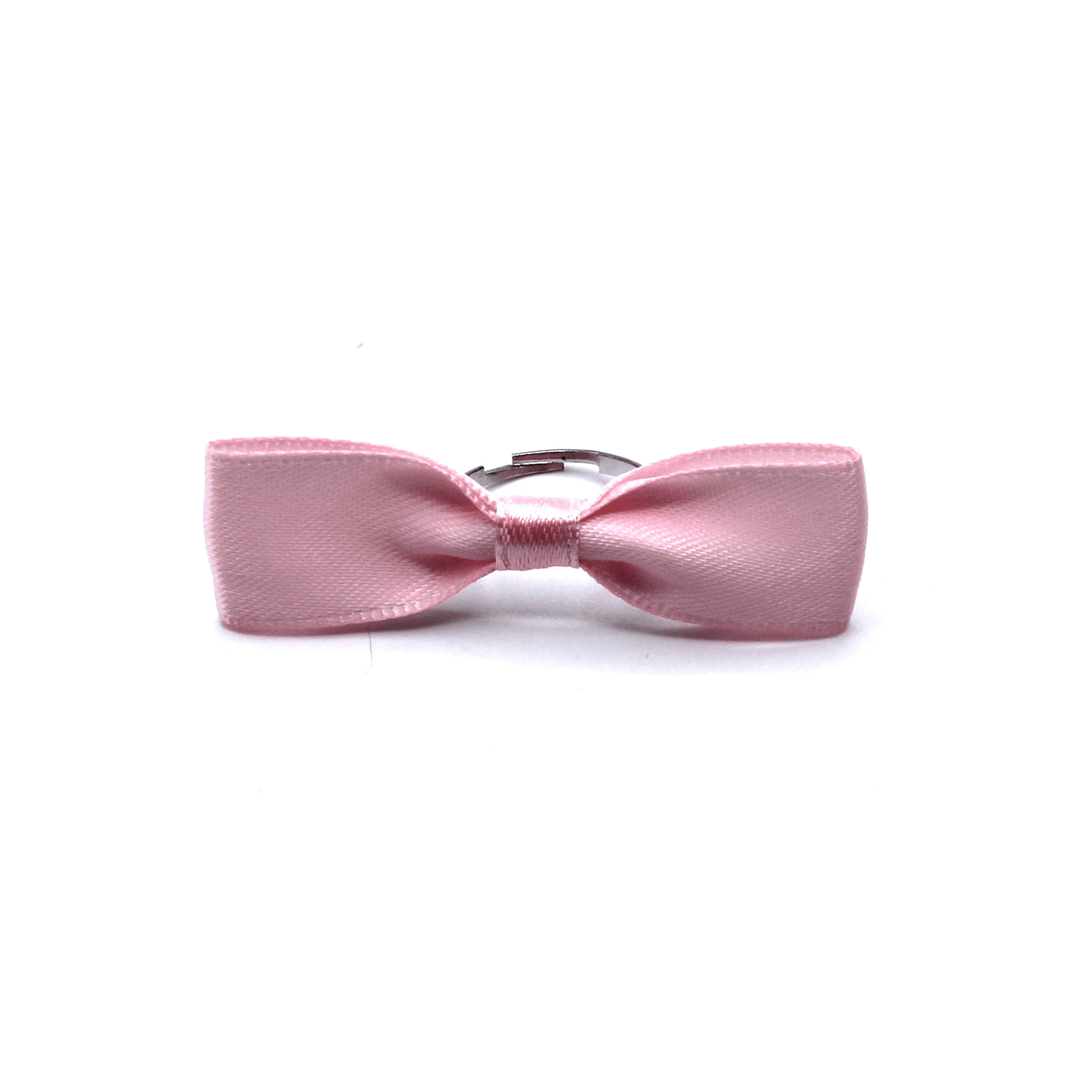 Bow Pink Ring with Adjustable Silver Ringband