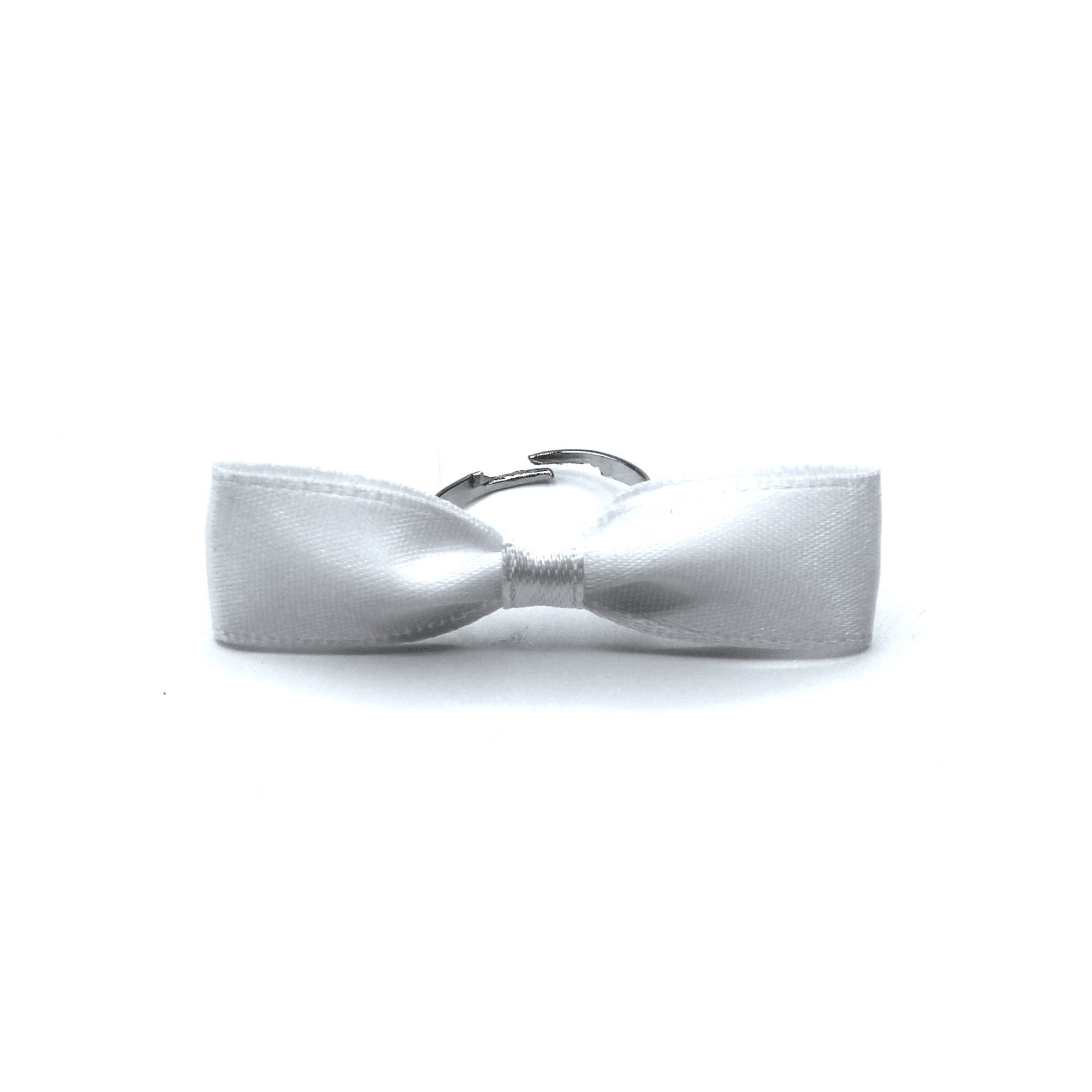 White Satin Bow Ring on White Background