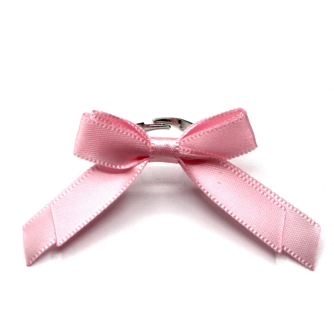 Doll Pink Bow Ring with Adjustable Ringband