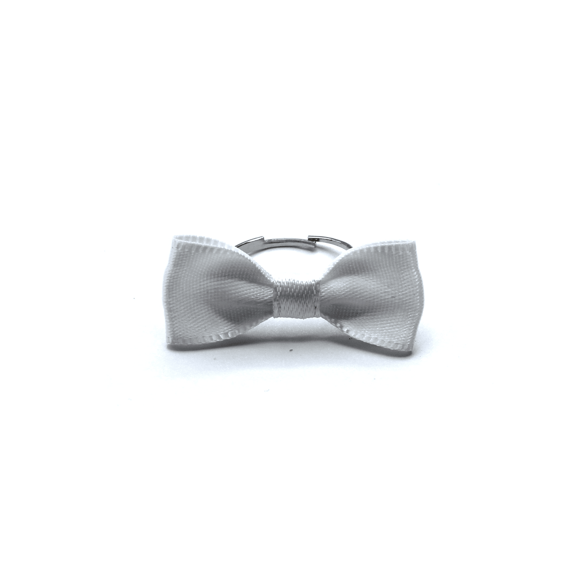 Hickey White Bow Ring with Adjustable Silver Toned Ringband