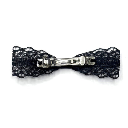 back view of black lace hair bow