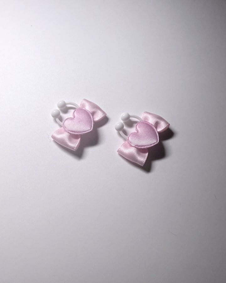 Sweetheart Pink Bow Heart Nipple Clamps Side