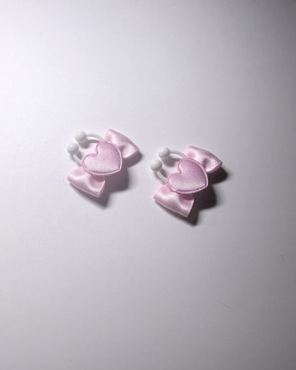 Sweetheart Pink Bow Heart Nipple Clamps Side