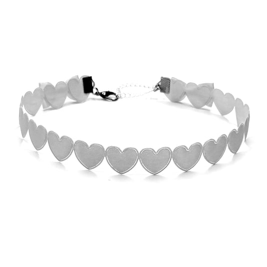 Sweetheart White Heart Bow Choker 