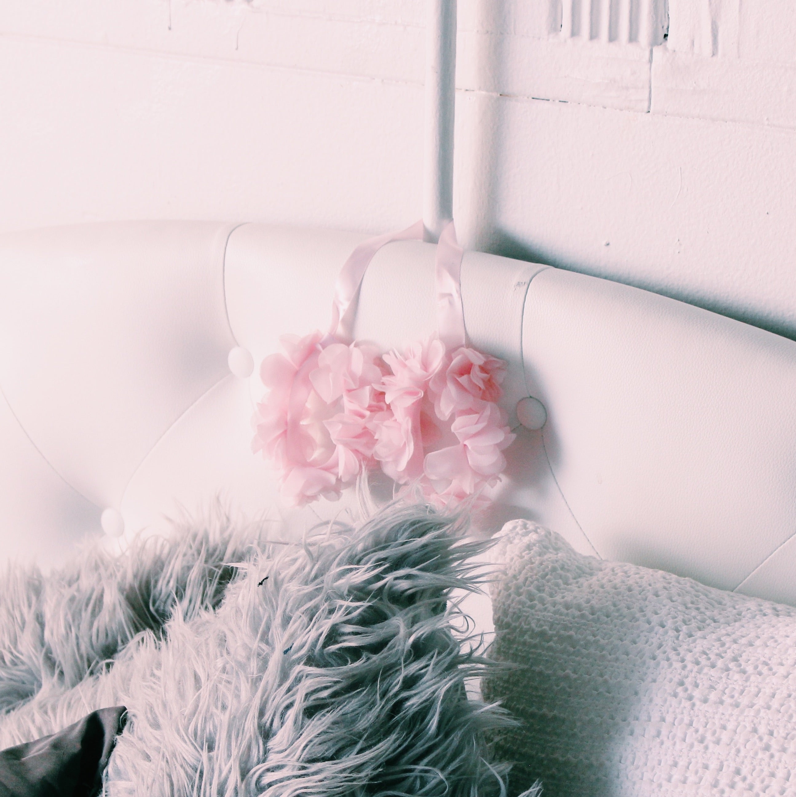 Pink Flower Handcuffs on Bedpost