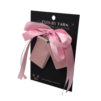 Marie Antoinette Velvet Pink Cuffs on a black card