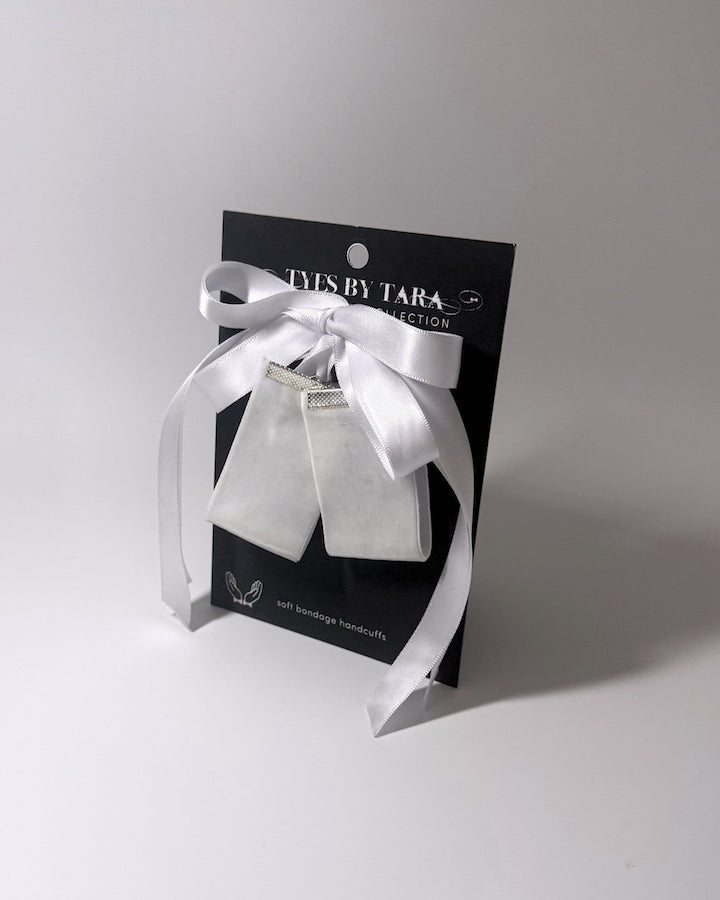 Madame White Velvet Cuffs on Black Card