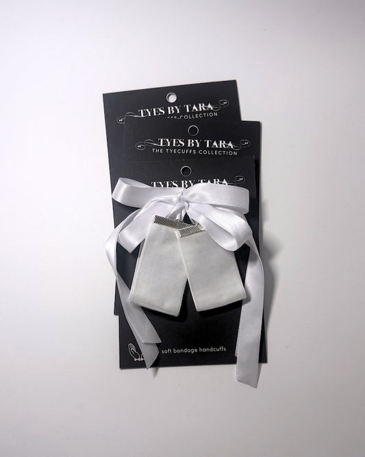 Madame White Velvet Cuffs on Black Cards