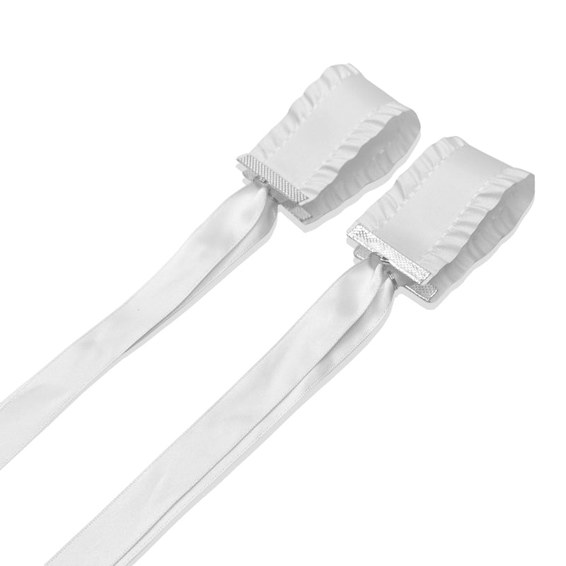 Maiden White Ruffle Handcuffs View 2