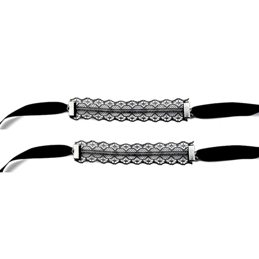 Flatlay of Siren Black Lace handcuffs