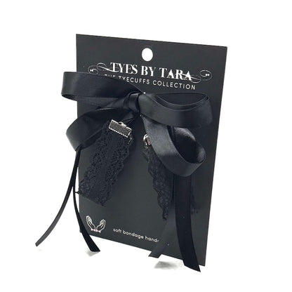 Siren Black Lace Handcuffs on a black card