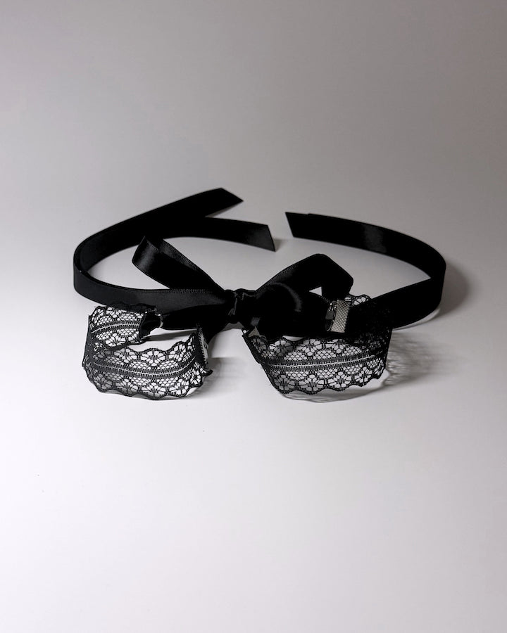 Siren Black Lace Handcuffs with Long Satin Ties
