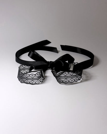 Siren Black Lace Handcuffs with Long Satin Ties