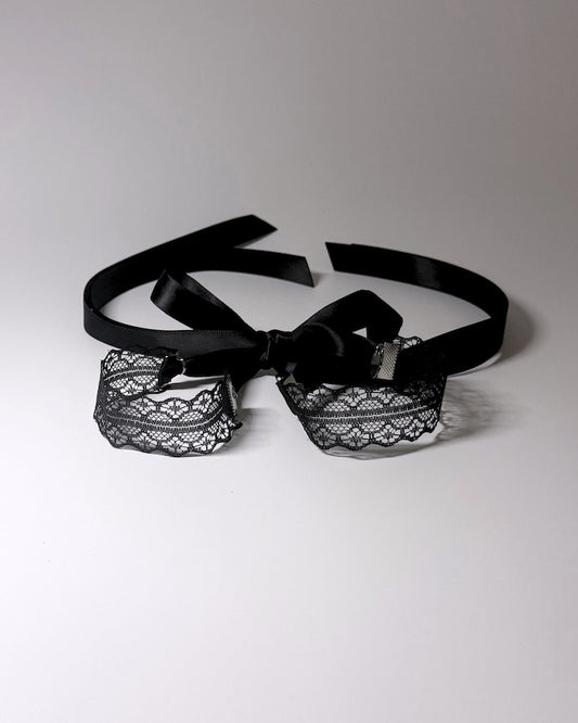 Siren Black Lace Handcuffs with Long Satin Ties