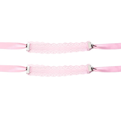 Siren Pink Lace Handcuffs Flatlay showing the lace pattern