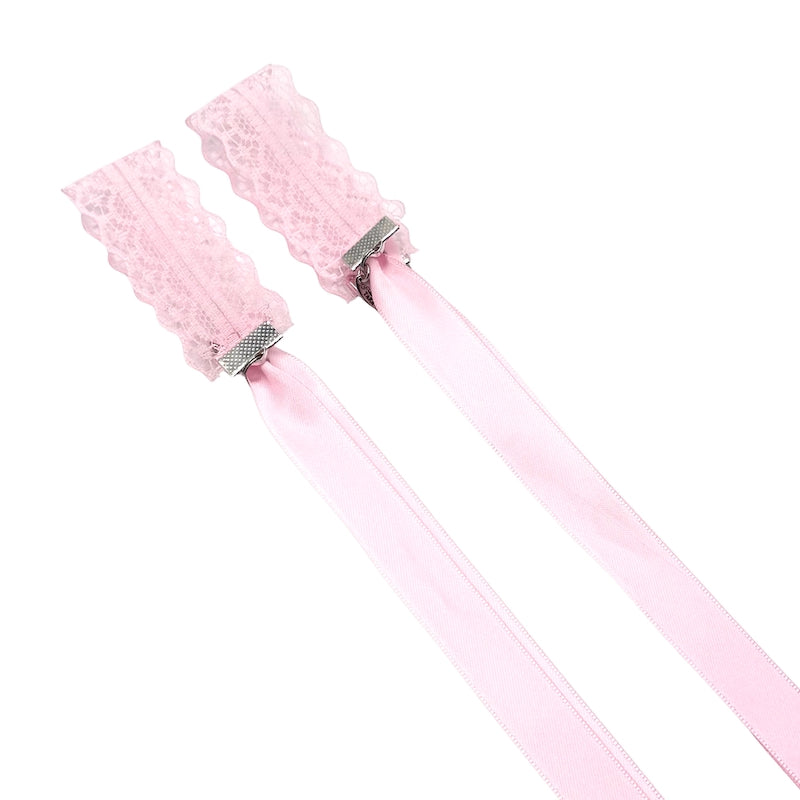 Pink Lace Handcuffs folded on white background