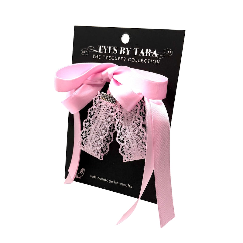 Siren Pink Lace Handcuffs on black card