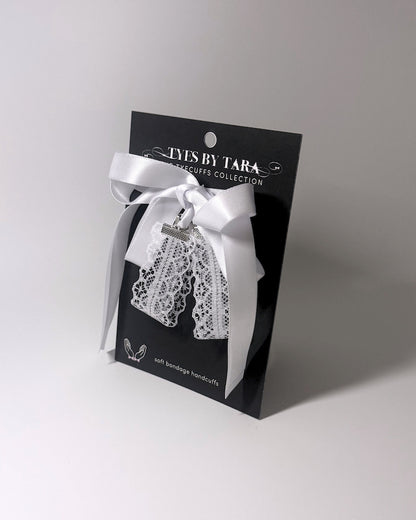 Siren White Lace Handcuffs Black Card