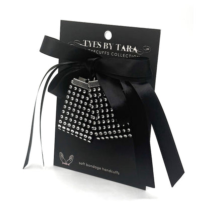 Vixen Black Sparkly Satin Tye Handcuffs on Black Card