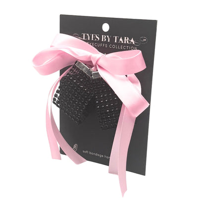 Vixen Black Sparkly Pink Satin Tye Handcuffs on Black Card