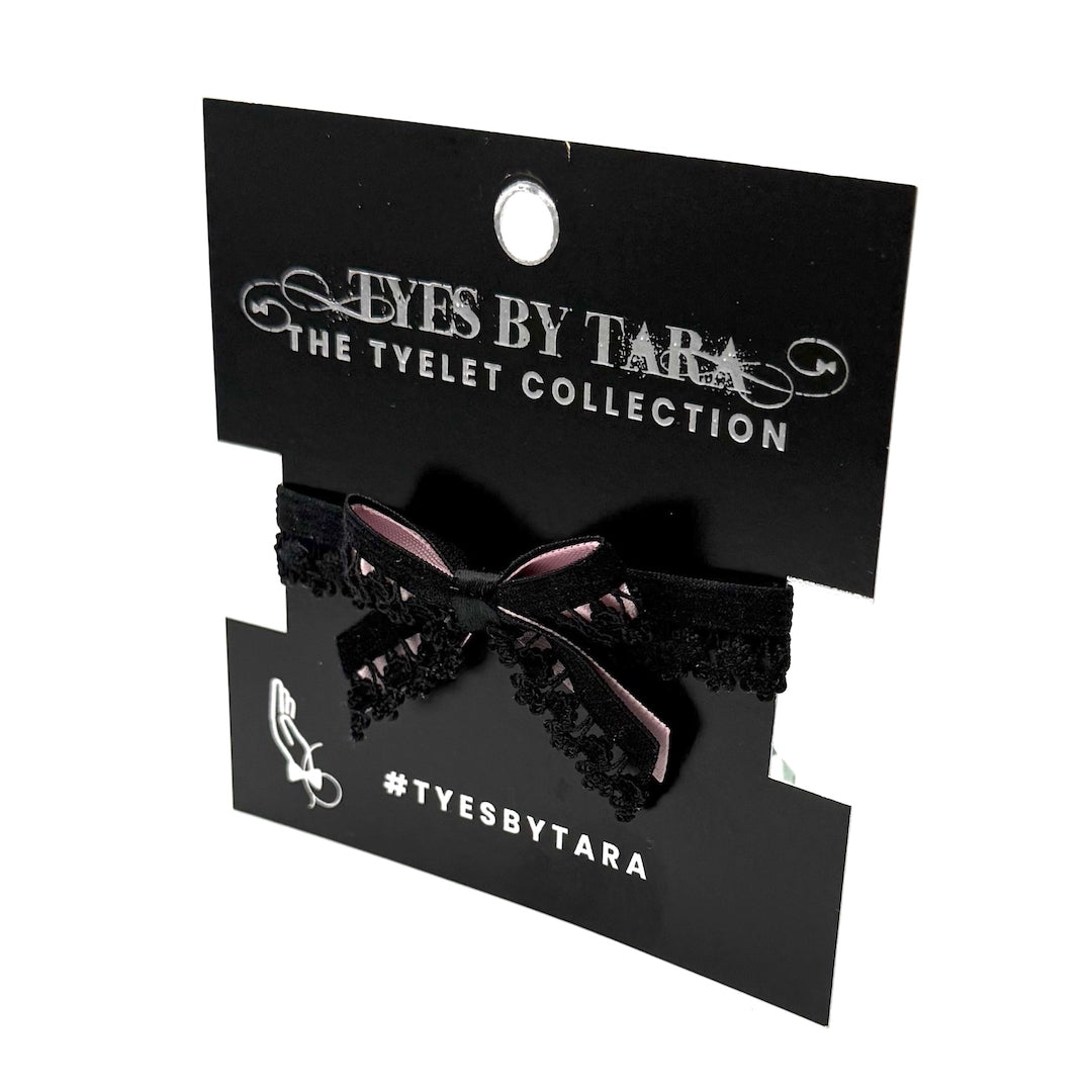 Belle Black Bow Bracelet on Card