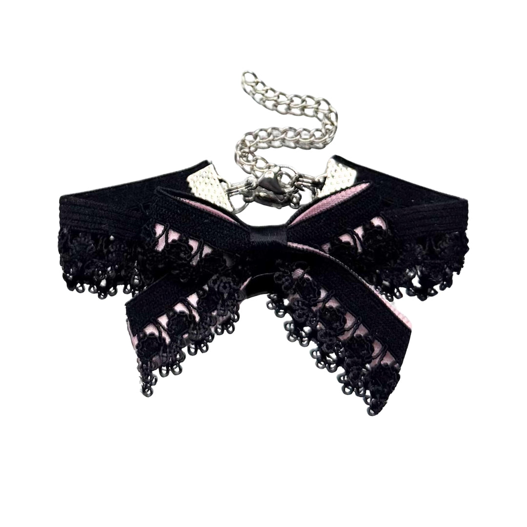 Belle Black Pink Bow Bracelet 