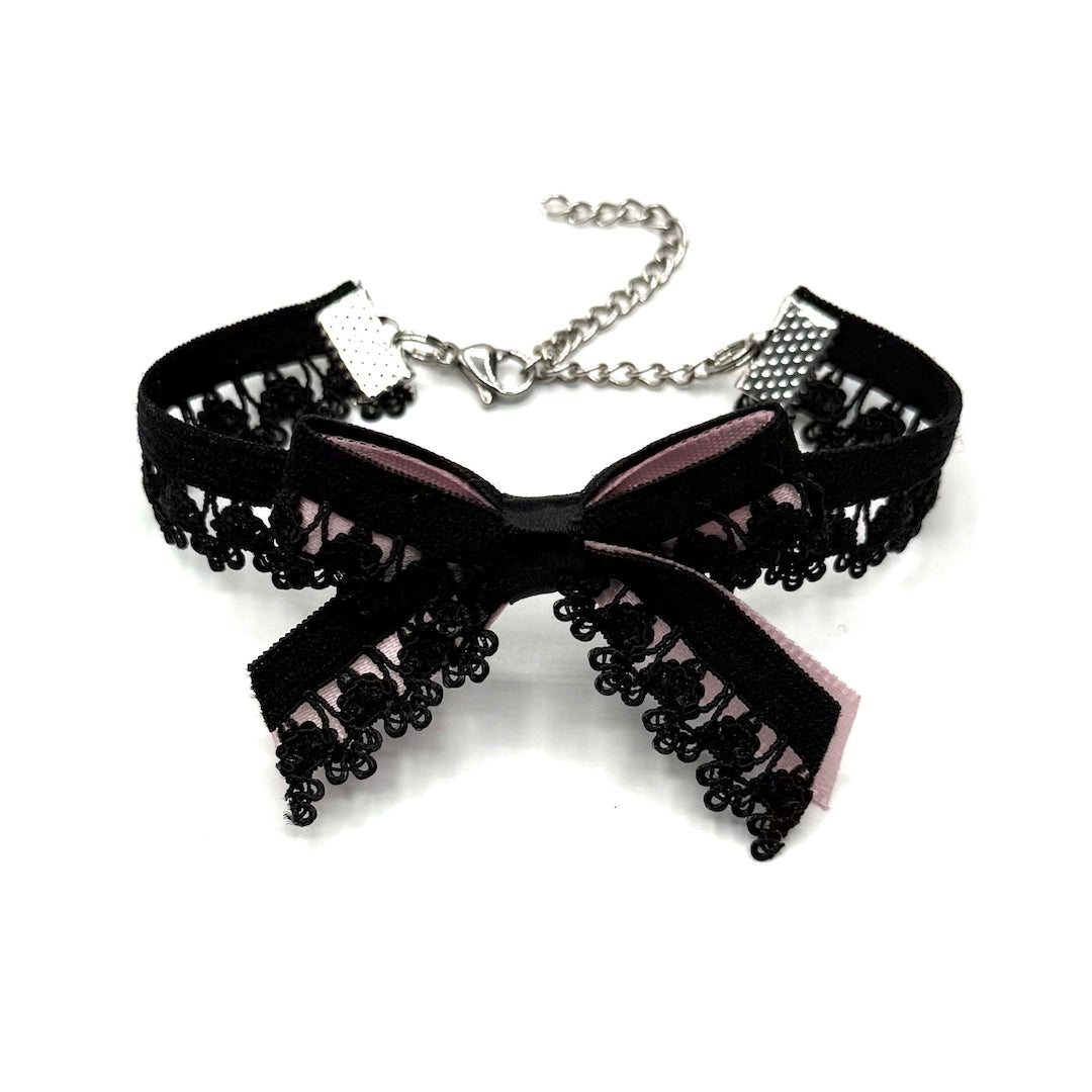 Belle Black and Pink Bow Bracelet 