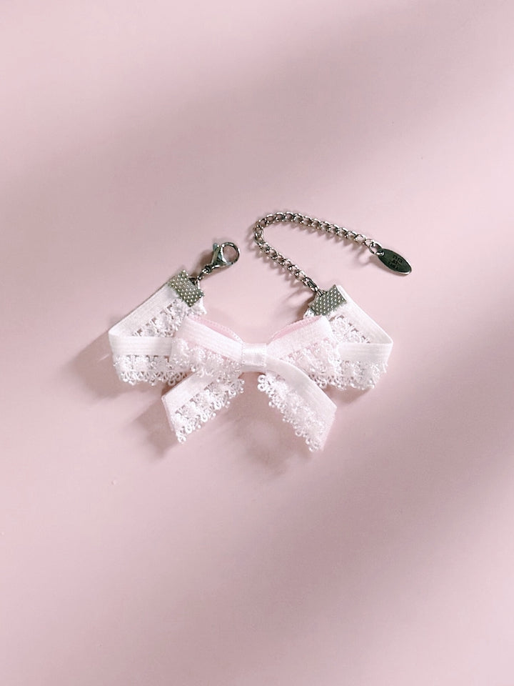 Belle White Pink Bow Bracelet 