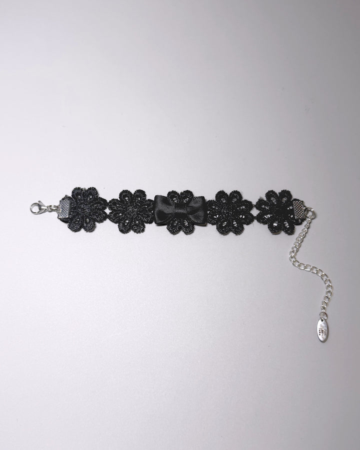 Blossom Black Flower Bracelet  Flatlay