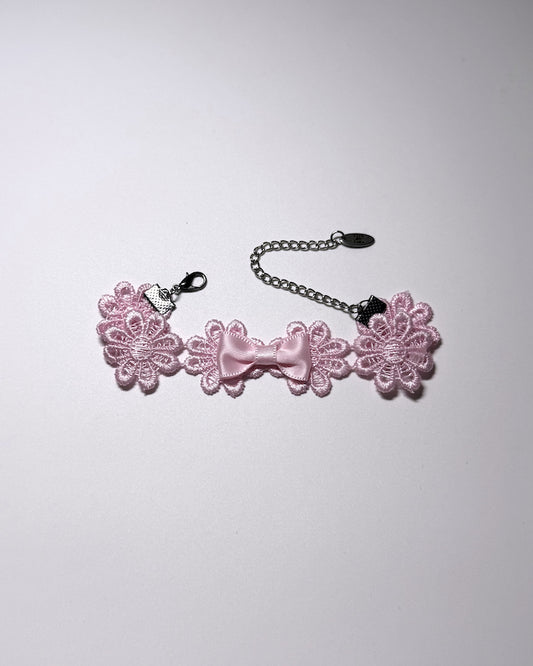 Blossom Pink Flower Bow Bracelet 