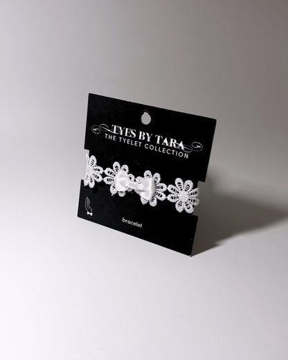 Blossom White Flower Bracelet on Black Card