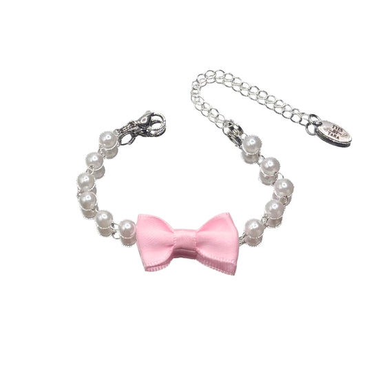 Centerfold Pink Bow Pearl Bracelet 