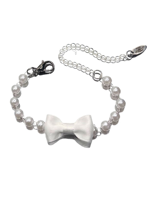 Pearl Link Chain Bow Bracelet 