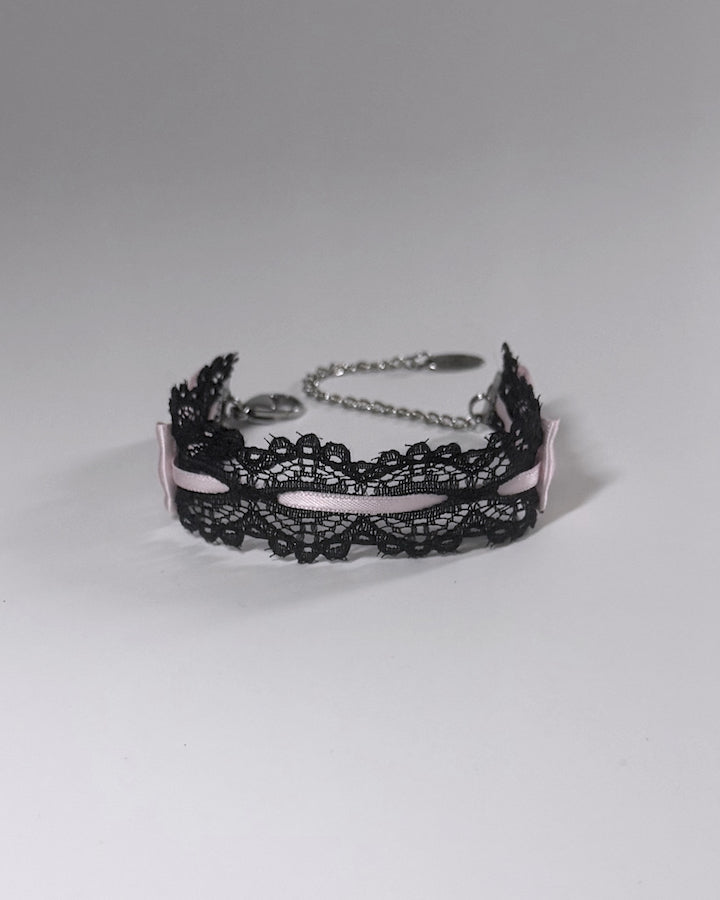 Chantilly Black Lace Bow Bracelet