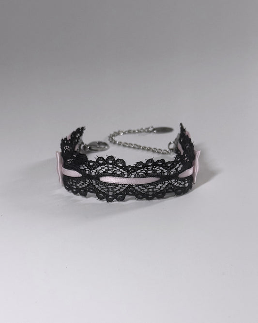 Chantilly Black Lace Bow Bracelet