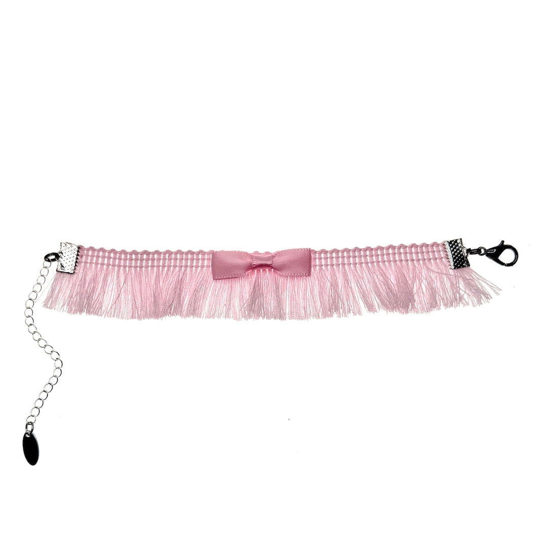 View Two Fringe with Benefits Pink Bow Bracelet 
