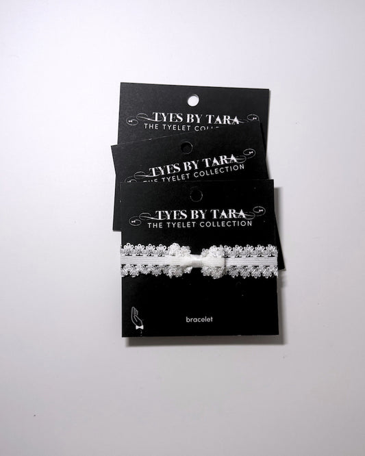 Lady Bow Bracelet White Elastic 3 Pack