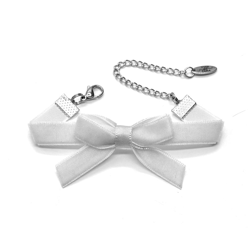 Marie Antoinette White Velvet Bow Bracelet 