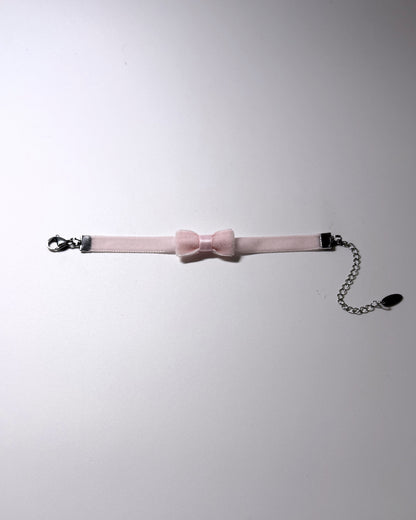 Madame Pink Velvet Bow Bracelet flatlay