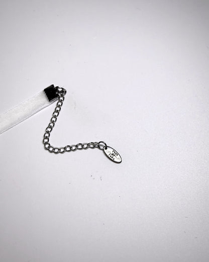 Madame White Velvet Bow Bracelet extender chain with logo