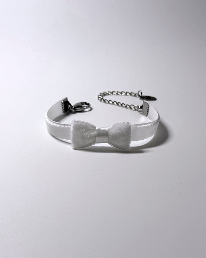 Madame White Velvet Bow Bracelet