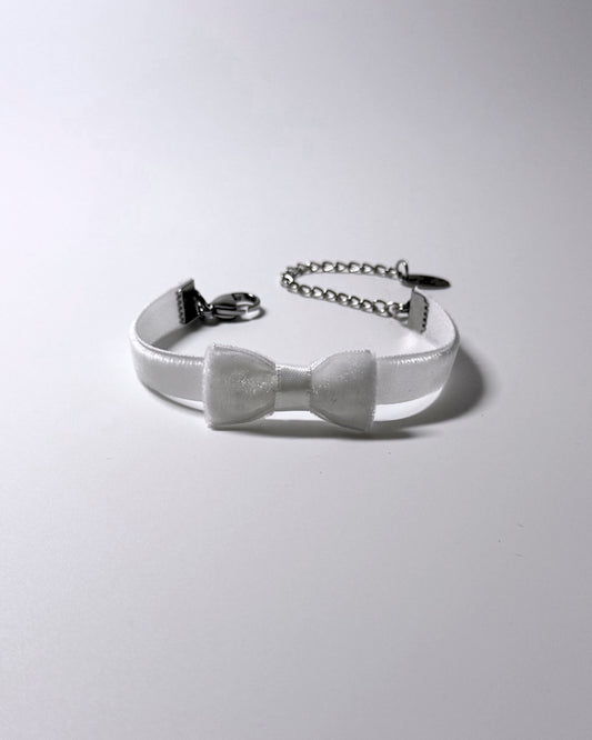 Madame White Velvet Bow Bracelet