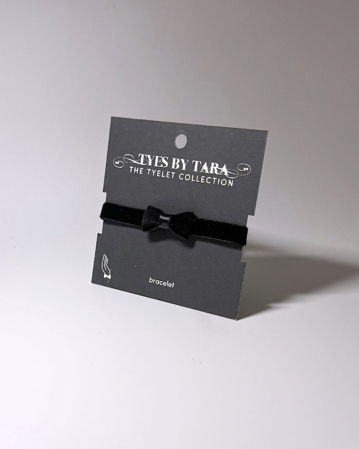 Madame Black Velvet Bow Bracelet on Black Card