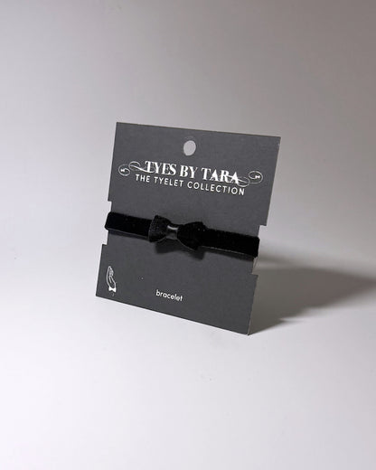Madame Black Velvet Bow Bracelet on Black Card