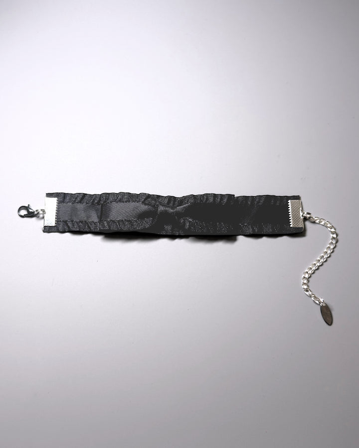 Maiden Black Ruffled Bow Bracelet Flatlay