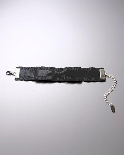 Maiden Black Ruffled Bow Bracelet Flatlay