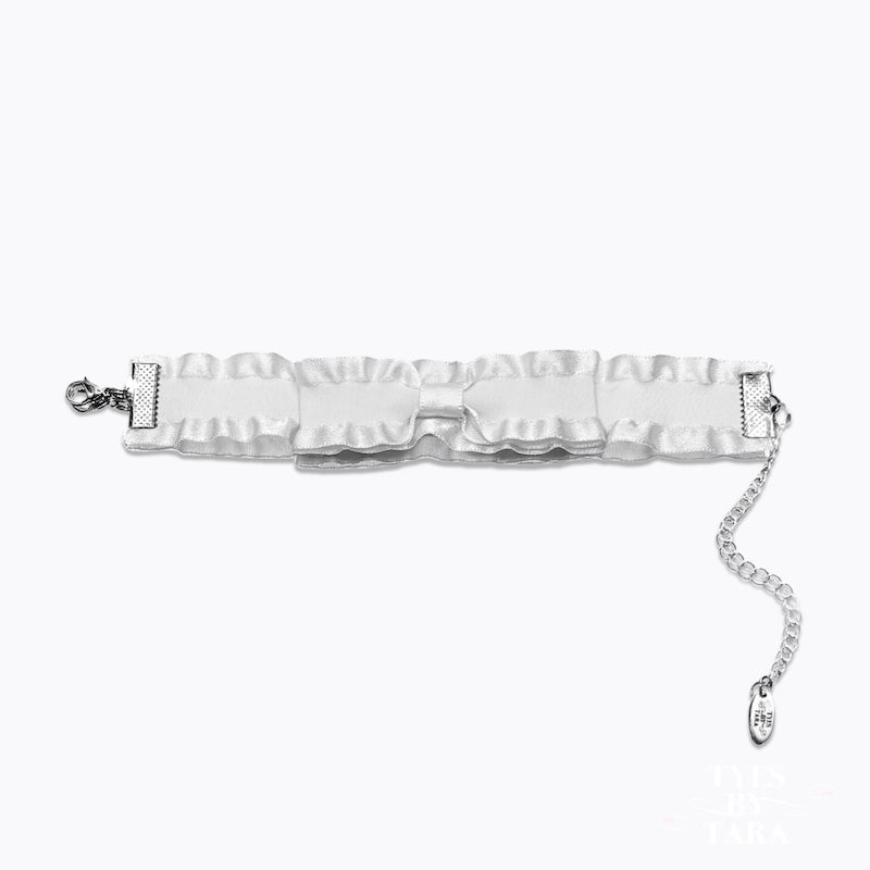 Maiden White Ruffled Bow Bracelet Flatlay