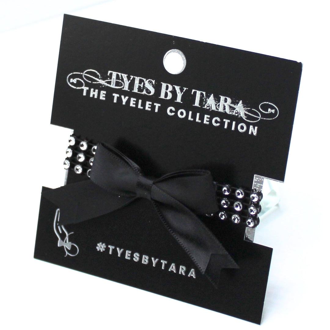 Sparkly Princesa Black Bow Bracelet on Black Card