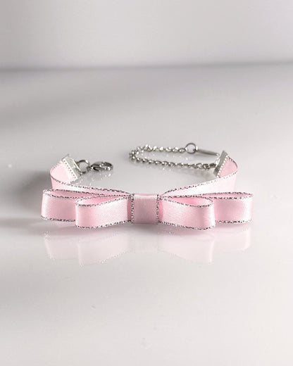 Queen Pink Silver Bow Bracelet 