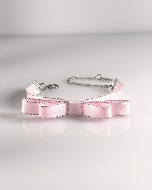 Queen Pink Silver Bow Bracelet 